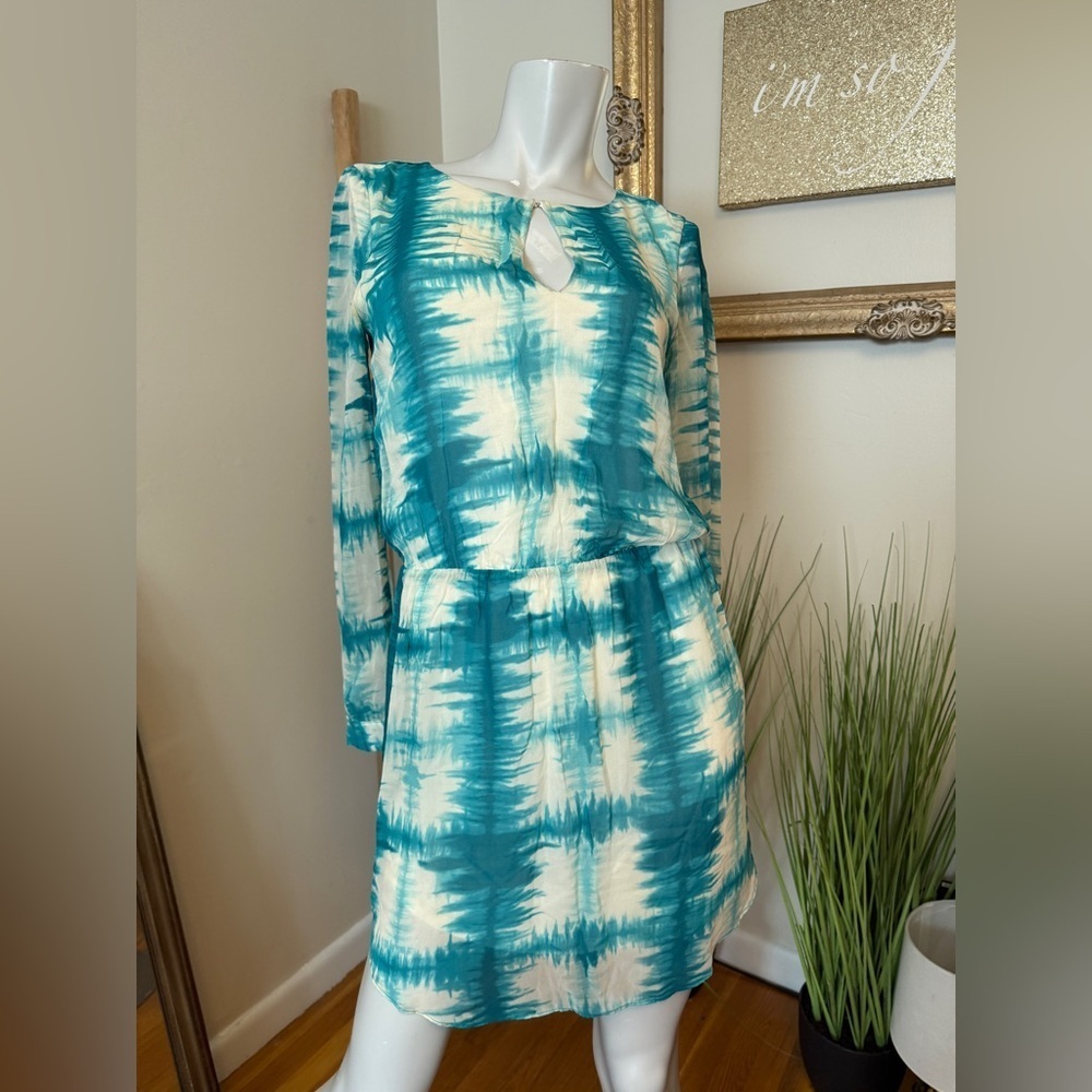 Rory Becca Revolve Ladera Open Back Teal Tie-Dye Long Sleeve Dress Small - Picture 3 of 8